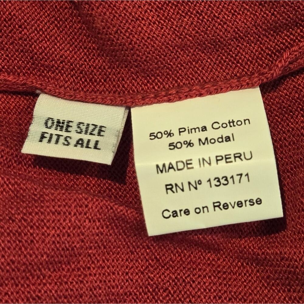 Planet by Lauren G Colorblock Pima Cotton Sweater - Gray Black Red OS - Picture 10 of 11